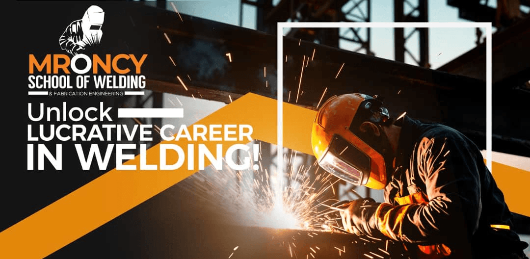 Welder working with sparks flying